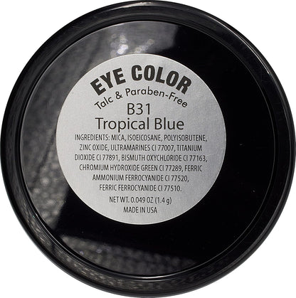Tropical Classic Blue Shimmering Pressed Powder Single Vegan Eyeshadow; Talc, Paraben & Cruelty Free