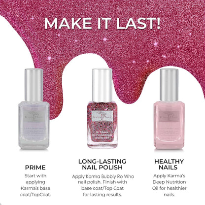 karma organic Natural Nail Polish, Vegan, and Cruelty-Free, No Toluene, No Formaldehyde, No DBP, and Free of TPHP, Bubbly Ro Who