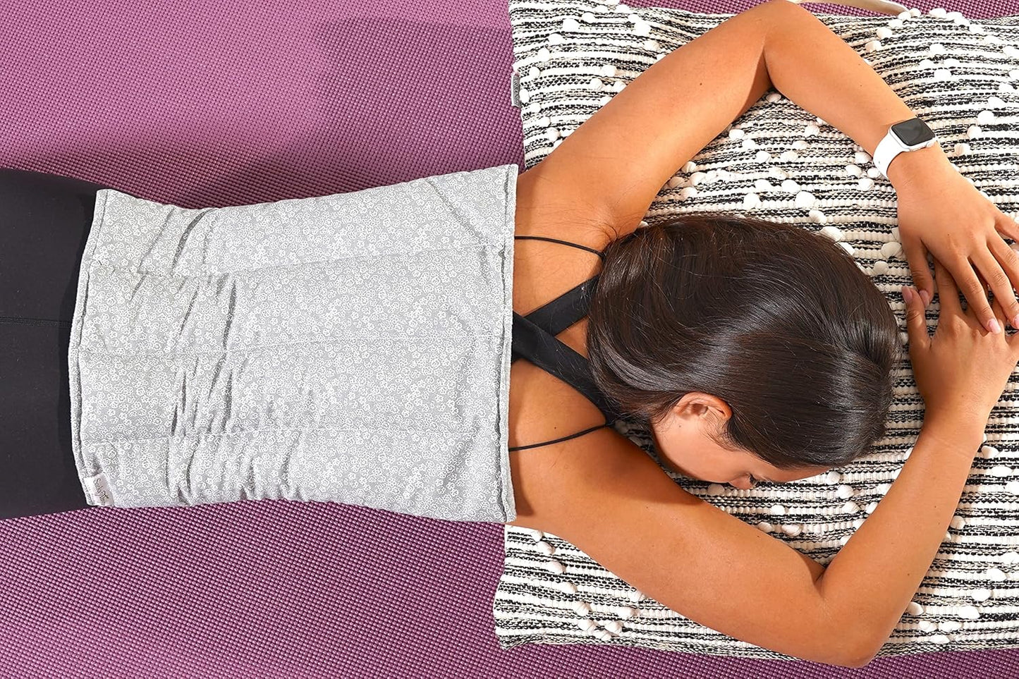 SacksyThyme Weighted Microwave Heating Pad, Microwavable Neck and Shoulder Wrap for Moist Hot Therapy, Flaxseed, Cotton Fleece, Covers Large Areas XL 16" x 13" Gray Made in USA