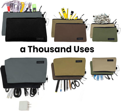 COREFLEX Premium Tool Pouch Zipper Bag, Small Tool Bag, Multipurpose Storage pouch, Heavy duty Flat Bottom Tool bag with YKK Zipper (6 pack Combo mixed size)