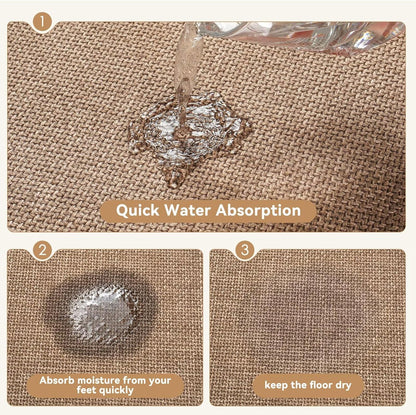 Non Slip Bath Mat Bathroom Rugs, Rubber Backing Braided Ultra Thin Bath Mats, Super Absorbent Quick Dry Bath Rug Shower Mat, Bathroom Floor Mat Fit Under Door, Machine Washable, Brown 24" x 35"