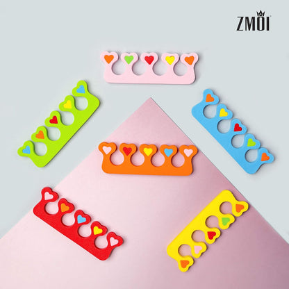 6 Pieces Colorful Girly Mini Emery Nail Files + 6 Pairs Heart Design Toe Separators Manicure/Pedicure Kit Kid Spa Party (Pack of 1)