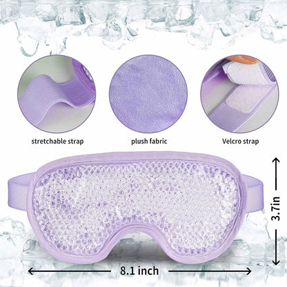 Cooling Eye Mask with Gel Bead, Reusable Cold Compress Ice Pack Sleeping Eye Cooling Pads for After Eyelid Surgery, Puffiness, Puffy Eyes, Headache, Migraine Relief （Purple）