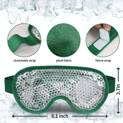 Cooling Eye Mask with Gel Bead, Reusable Cold Compress Ice Pack Sleeping Eye Cooling Pads for After Eyelid Surgery, Puffiness, Puffy Eyes, Headache, Migraine Relief(Dark Green)