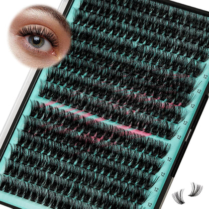 Lash Clusters Wispy 280PCS Eyelash Extension 80D Cluster Lashes Individual Lashes DIY Lash Extension Natural Look Cluster Eyelash Extensions Soft False Eyelashes at Home for Beginners(12mm)