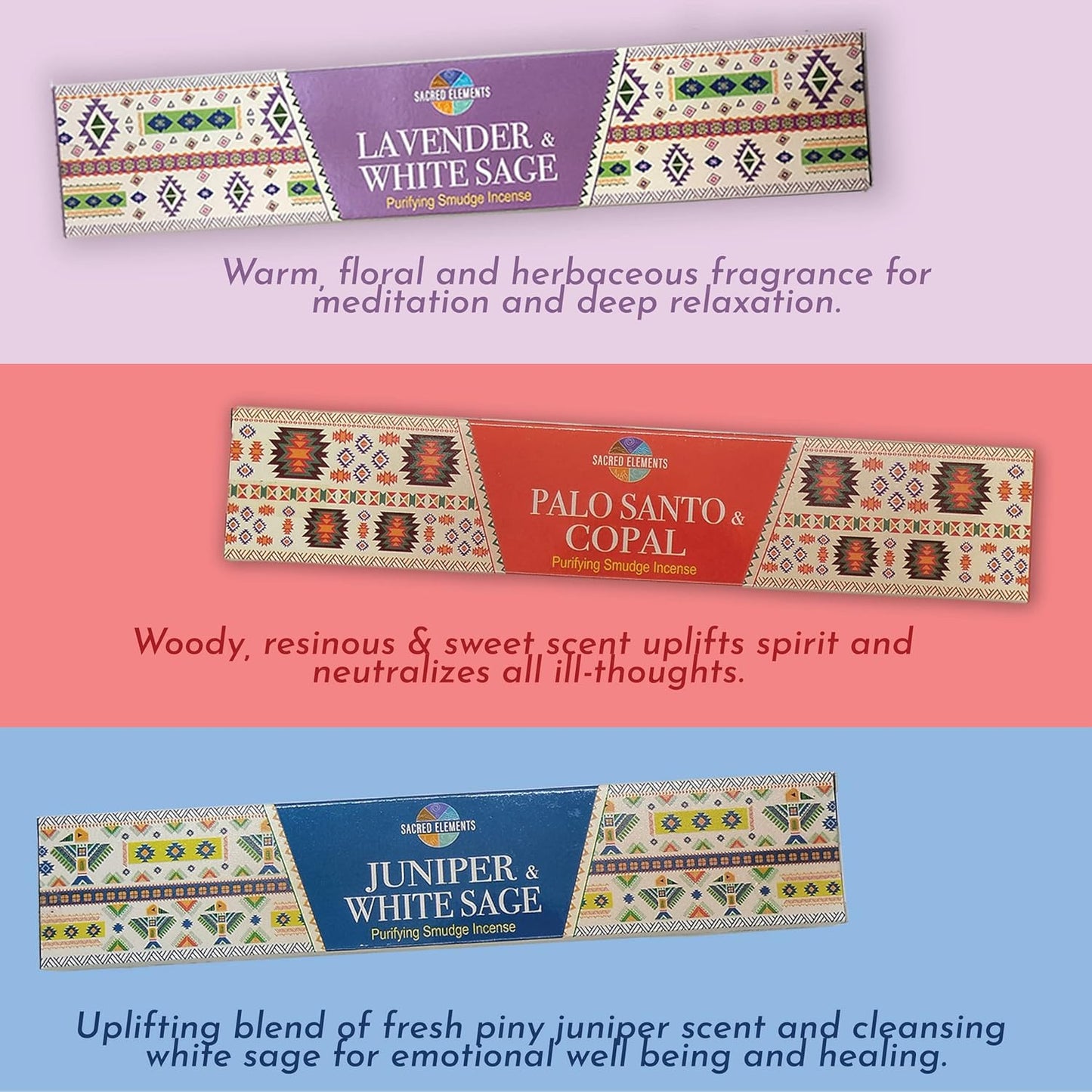 Cleansing Incense Sticks Variety Pack - 6 Masala Insenses - White Sage Incense, Lavender Incense, Myrrh Incense, Copal Incense Mexico & Palo Santo Incense Sticks | Inciensos para Sacar Malas Energias