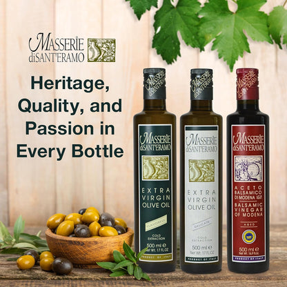 Delicate Italian Extra Virgin Olive Oil Cold Pressed - Light Olive Oil for Cooking and Frying, Imported from Italy - Masserie di Sant'Eramo - 8.45 Fl Oz (Pack 1)