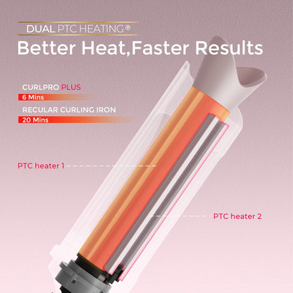 Upgraded Automatic Rotating Curling Iron - TYMO CurlPro Plus Long Barrel Curling Wand for Long Hair, Ceramic Hair Curler for Women, Anti-Scald, Tangle-Free, 600M Ionic, Dual Voltage,Gold Blush, 1 Inch