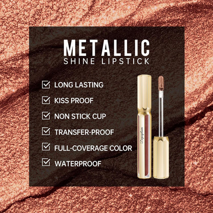 Chocolate Lipsticks for Women Metallic Lipstick Long Lasting Non Stick Cup Lip Gloss, Shimmer Lightweight Hydrating Full Coverage Lip Color, DP109 Candy