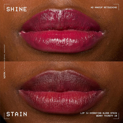 NYX PROFESSIONAL MAKEUP Lip IV Hydrating Glossy Lip Stain with 12HR Hydration - Berry Thirsty (Red)