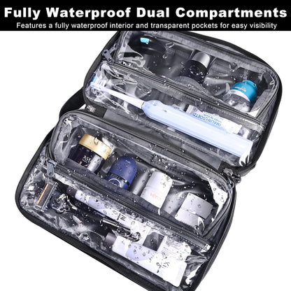 Toiletry Bag for Men, YKK Zippers Hanging Bathroom Shower Hygiene Bag with Metal XXL Swivel Hook, Big Comparment, Waterproof for Travel Accessories