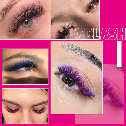 Easy Fan Volume Lashes D Curl Mixed Tray Purple Volume Eyelash Extensions 8-14mm Rapid Blooming Lash Extension Supplies by FADLASH (Purple 0.07-D-Mix)