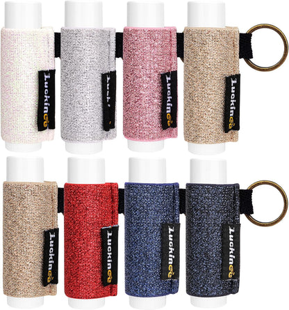 Lip Balm Keychain - Shinny Chapstick & Lipstick Holder - Tight Elastic Holder for Fat & Slim Lip Balms