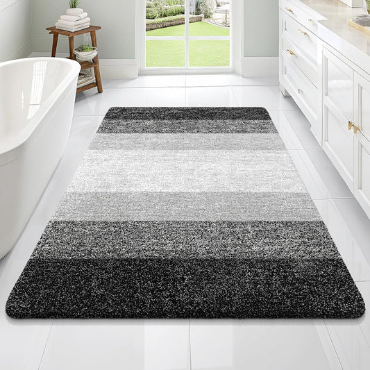 OLANLY Bathroom Rugs Mat 70x46, Extra Soft Absorbent Microfiber Bath Rugs, Rubber Backing, Quick Dry, Machine Washable Bath Mats for Bathroom Floor, Tub and Shower, Home Decor Accessories, Black