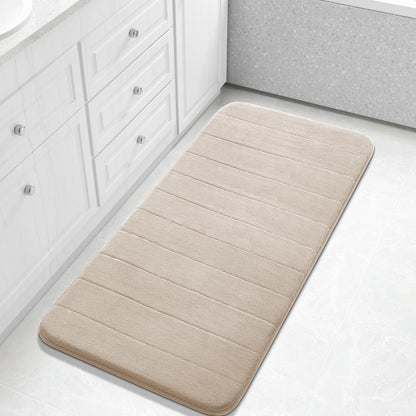 Yimobra Large Bath Mat 36"x24", Super Soft Quick Dry Memory Foam Bathroom Rug, Water Absorbent, Non Slip Backing Machine Washable for Tub Shower, Thick Comfort Support, Beige