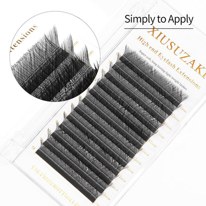 W Lash Extensions 5D Eyelash Extensions W Shape 0.07mm Thickness L Curl 9mm Premade Fans W Lashes Individual Lashes Matte Black 12 Rows False Eyelashes Volume Lashes(W-5D-0.07-L,9mm)