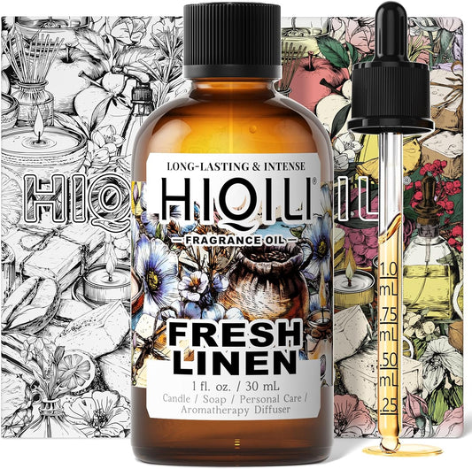 HIQILI Fresh Linen Fragrance Oil for Candle & Room Spray Making, Add to Dryer Balls, Freshie Scents for Essential Oil Diffuser - 1 Fl Oz
