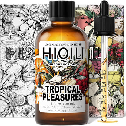 HIQILI Tropical Pleasures Fragrance Oil for Diffuser, Inspired by Est.Lau-der Plea.Exotic, Candle & Soap Making, DIY Perfume & Body Scrubs, Long-Lasting Fruity Floral Aroma - 1 Fl Oz