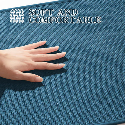 chakme Bathroom Rugs Mat 24x17, Ultra Thin Non Slip Bath Mat Small Quick Dry Absorbent Bath Mat for Bathroom Floor, (Dark Blue, 24"x17")