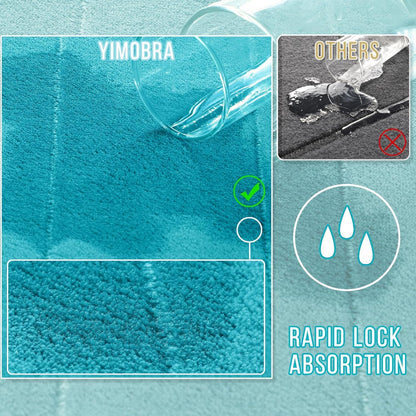 Yimobra Memory Foam Bath Mat, Super Soft Absorbent Bathroom Rug Non Slip 31.5x20 Inch, Quick Dry, Machine Washable Floor Carpet for Tub Shower, Home Decor Accessories, Lake Blue
