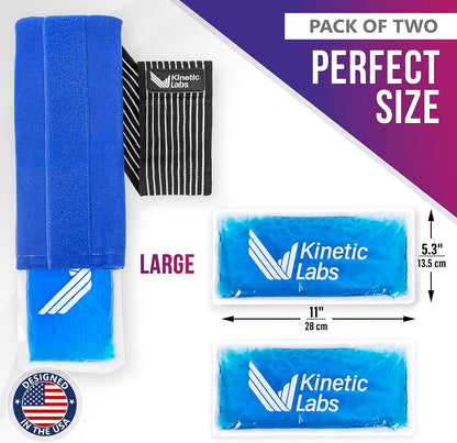 Reusable Ice Pack Wrap by Kinetic Labs - Gel Ice Pack Wrap - Ice Packs for Injuries Reusable (Large with Extra Gel Pack)