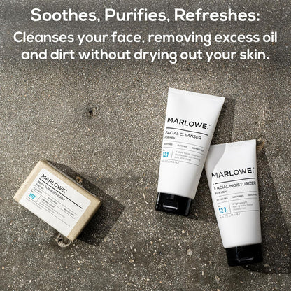 MARLOWE. Face Cleanser & Moisturizer Skin Care Duo, No. 121 Facial Cleanser 6 oz & No. 123 Facial Moisturizer 6 oz with Green Tea & Deep Sea Algae Extracts, Purifies, Hydrates, Refreshes & Soothes