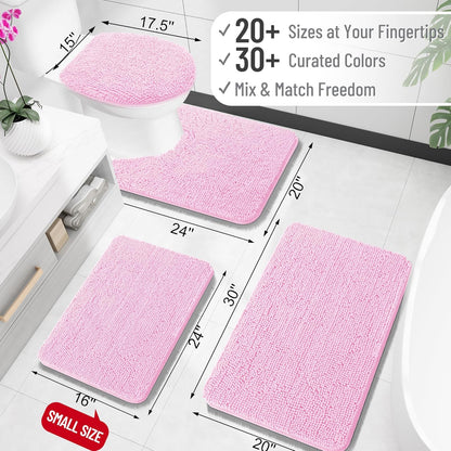 OLANLY Bathroom Rugs 30x20, Extra Soft Absorbent Chenille Bath Rugs, Rubber Backing Quick Dry, Machine Washable Bath Mats for Bathroom Floor, Tub and Shower, Home Decor Accessories, Pink