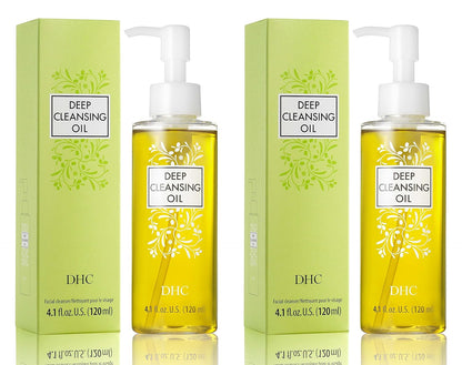 DHC Deep Cleansing Oil Medium 2 pack, Facial Cleansing Oil, Makeup Remover, Cleanses without Clogging Pores, Residue-Free, Fragrance and Colorant Free, All Skin Types, 4.1 fl. oz.
