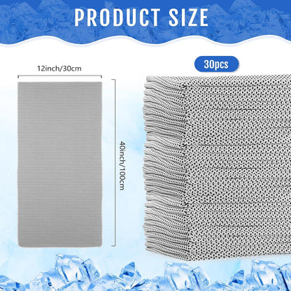 Hosuly 30 Pack Cooling Towels, 40"x12" Ice Breathable Soft Chilly Sweat Rag Microfiber Workout Rags for Gym Cooling Towels for Neck and Face for Yoga Golf Sport Running