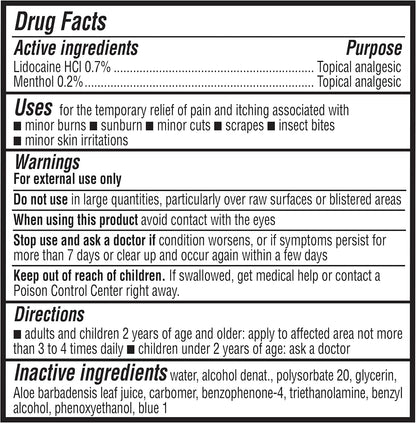 Amazon Brand - Solimo After Sun Gel with Aloe, Lidocaine and Menthol, 16 Fluid Ounce (1 Pack)
