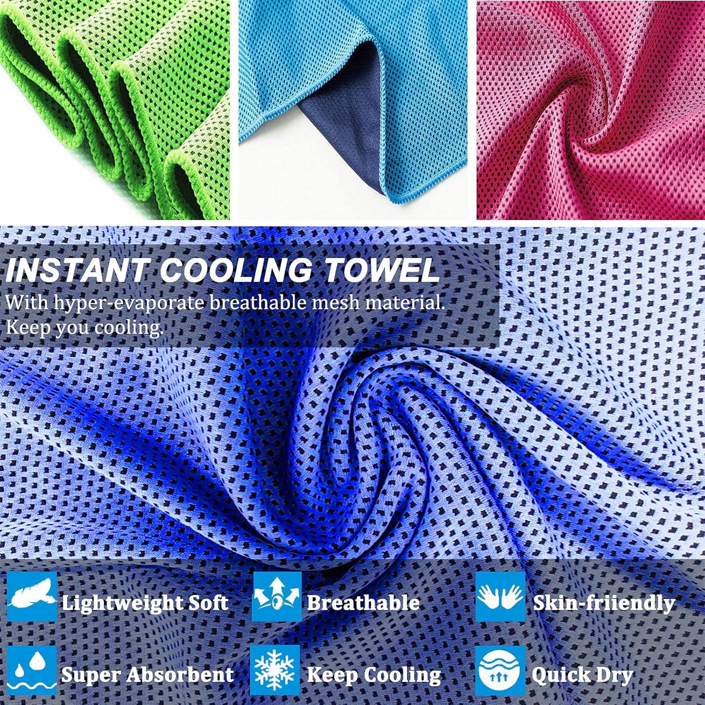 YQXCC Cooling Towels | 4 Pack 40"x12" | Cool for Neck | Microfiber Soft Breathable Chilly | for Sports, Yoga, Golf, Gym, Camping, Running, Workout & More Activities