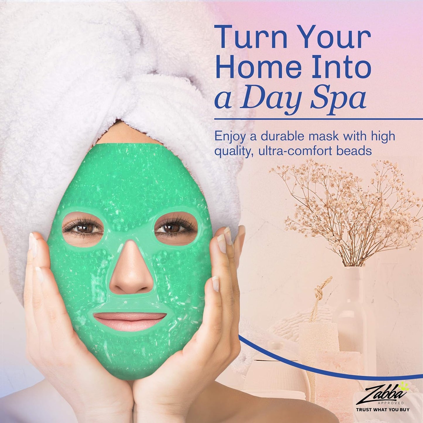 Facial Mask Get Rid of Puffy Eyes Migraine Relief, Sleeping, Travel Therapeutic Hot Cold Compress Pack Gel Beads, Spa Therapy Wrap for Sinus Face Puffiness Headaches Gel Mask