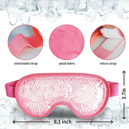 Cooling Eye Mask with Gel Bead, Reusable Cold Compress Ice Pack Sleeping Eye Cooling Pads for After Eyelid Surgery, Puffiness, Puffy Eyes, Headache, Migraine Relief (Red)