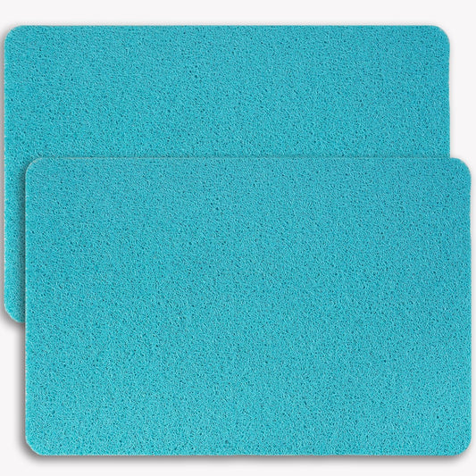 Non-Slip Bathtub Mat, 2 Pack Anti Slip Shower Mat, Fast Drying Bathtub Mats, Foot Scrubber Mat, Anti Slip Mat for Tub, Floor, Bathroom, Kitchen, Home, Hotel (Turquoise Blue 24"×16"+24"×16")