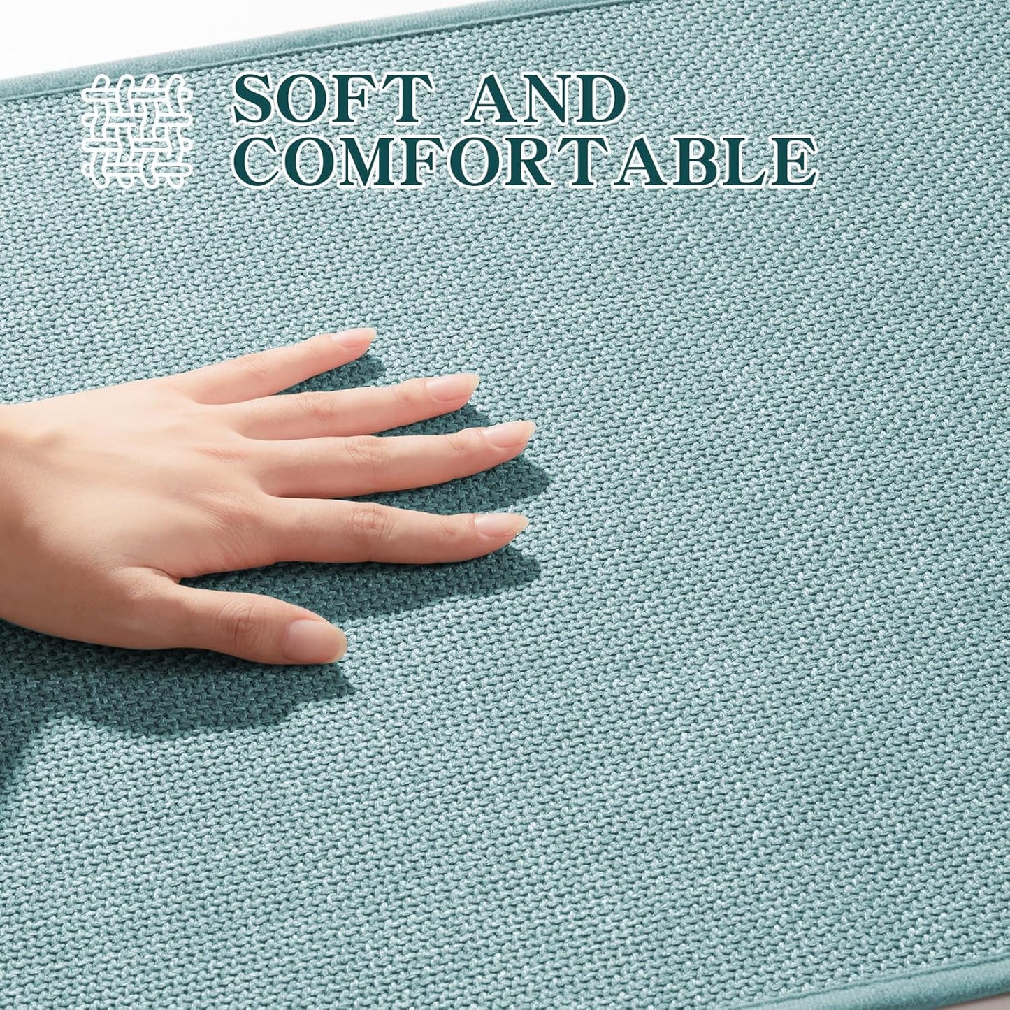 chakme Bathroom Rugs Mat 47x17, Ultra Thin Non Slip Bath Mat Runner Quick Dry Absorbent Bath Mat for Bathroom Floor, (Light Blue, 47"x17")