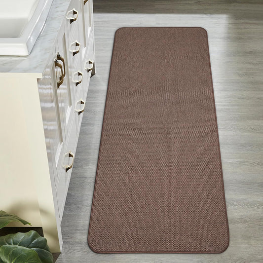 Bath Mat,Ultra Thin Bathroom Runner Rugs,Large Bath Mats for Bathroom,Quick Dry,Non-Slip,Machine Washable,Low Pile,Bath Rug,Shower Outside,Sink,Home Decor Accessories.Brown,2'x5'（24x60inch）