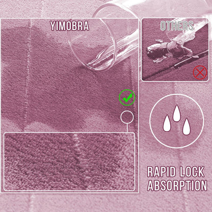 Yimobra Memory Foam Bath Mat, Super Soft Absorbent Bathroom Rug Non Slip 24x17 Inch, Quick Dry, Machine Washable Floor Carpet for Tub Shower, Home Decor Accessories, Mauve