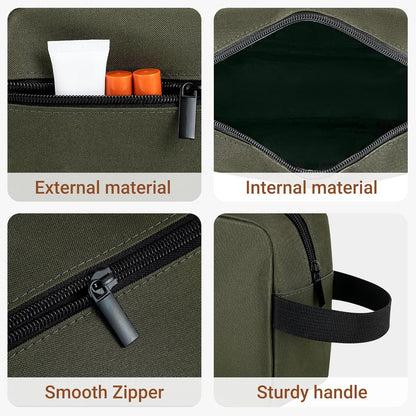 Elviros Travel Toiletry Bag for Women and Men, Lightweight Makeup Bag Hanging Dopp Kit with Shaving Compartment Cosmetic Organizer Small Tool Bag Travel Essentials, Army Green