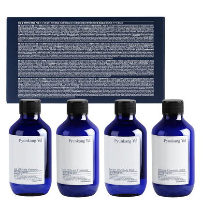 PYUNKANG YUL Hair&Body Travel Kit | Shampoo, Conditioner, Body Wash, Lotion, Spa Kit, 4 items | Low pH, Moisturizing, Soothing, Refreshing, Fragrance Free | Korean Skin Care | 3.38 Fl.Oz. x 4ea