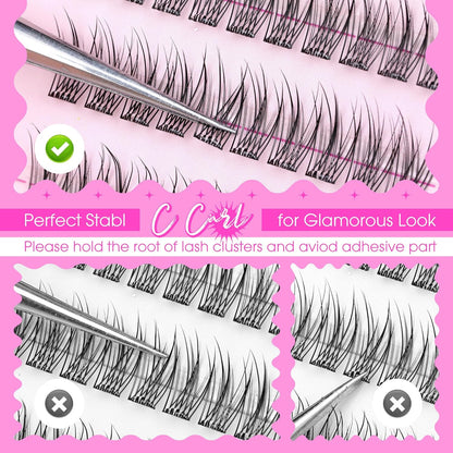 JIMIRE Self Adhesive Eyelashes Natural Look 9-14MM Wispy Pre Glued Lash Clusters No Glue Needed Press on Lashes Clusters Reusable Self Adhesive Eyelash Clusters Easy to Apply
