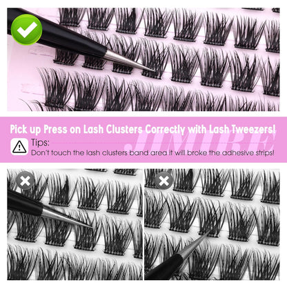 JIMIRE Self Adhesive Eyelashes Natural Wispy 8-16MM Pre Glued Lash Clusters No Glue Needed Press on Lashes Reusable Self Adhesive Lashes Classic Eyelash Clusters Easy to Apply