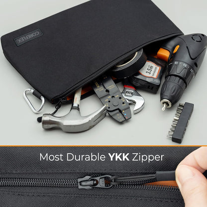 COREFLEX Premium Tool Pouch Zipper Bag, Small Tool Bag, Multipurpose Storage pouch, Heavy duty Flat Bottom Tool bag with YKK Zipper (6 pack Combo mixed size)