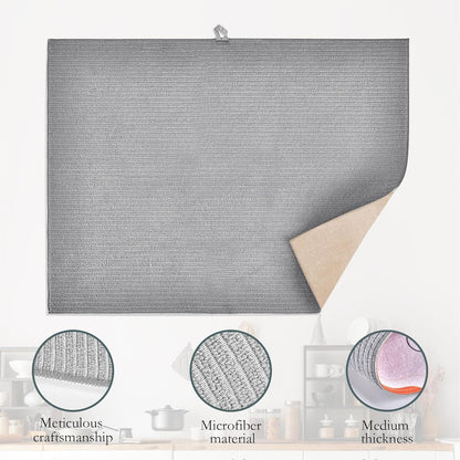 Boho Abstract Dish Drying Mats 18x24 Inch,Geometric Modern Art Dish Pad Drying Rack Mat for Kitchen Counter Ultra Absorbent Microfiber Dishware Coffee Maker Bar Countertop Decor