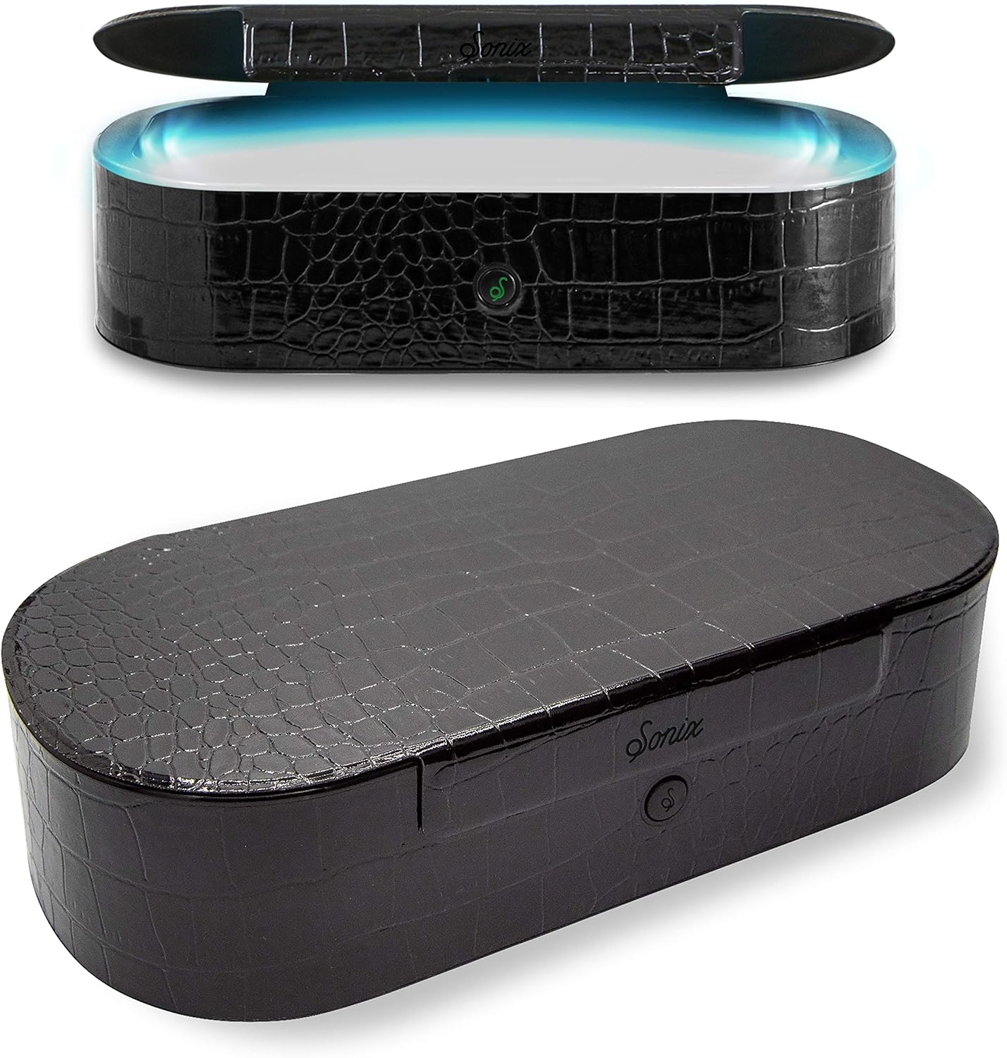 Sonix Beyond UV+O3 Sanitizer Box and Universal Charger UV and Ozone Disinfector for Phone, Mask, Makeup Brush, Nail Tool (Black Croc)