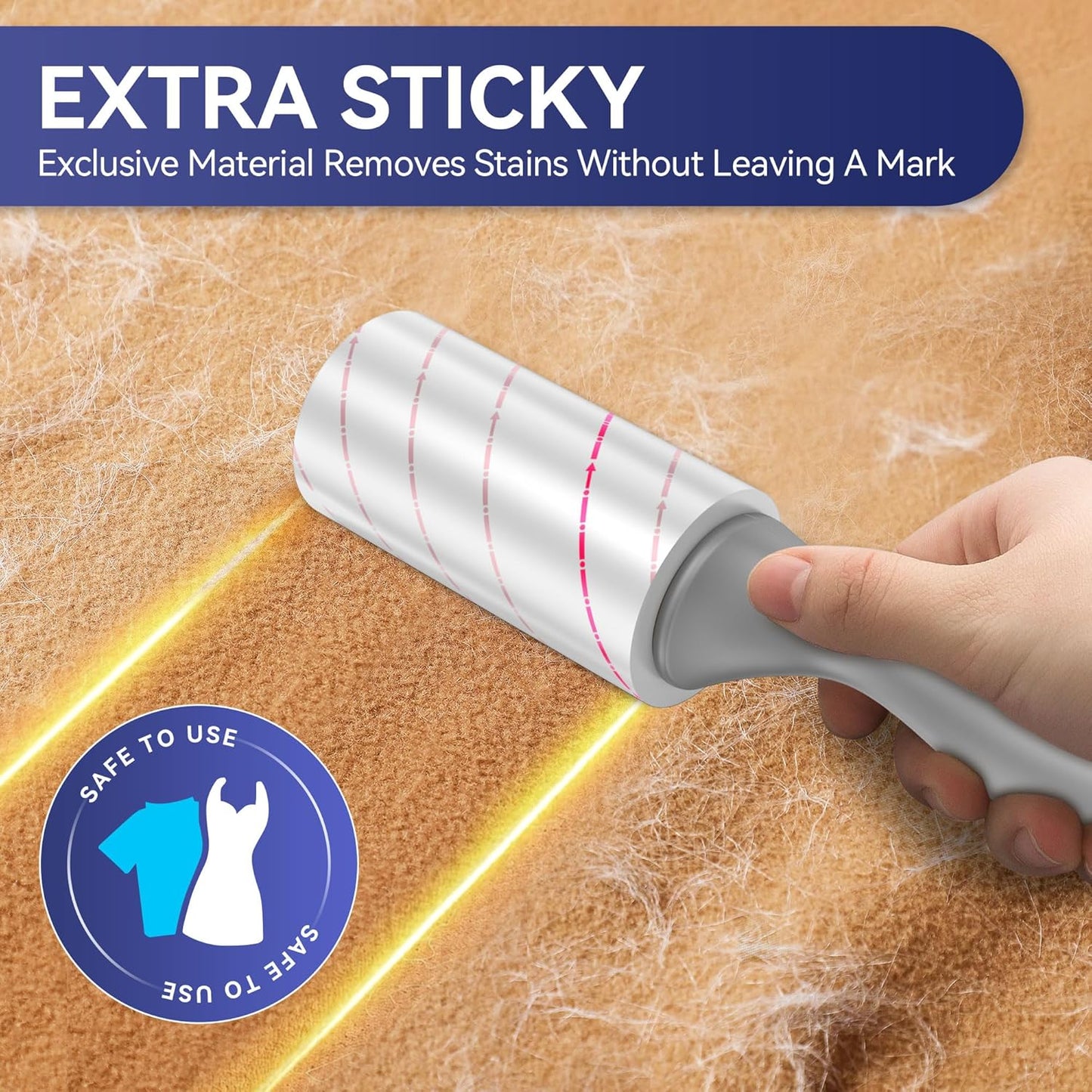Lint Rollers for Pet Hair Extra Sticky,440 Sheets Mega Value Set with Reinforced 2 Handles and 4 Replaceable Tough Papers, Portable Pet Lint Remover for Clothes, Sofa Bed, Car Seat, and More