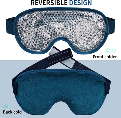Cooling Eye Mask with Gel Bead, Reusable Cold Compress Ice Pack Sleeping Eye Cooling Pads for After Eyelid Surgery, Puffiness, Puffy Eyes, Headache, Migraine Relief(Navy Blue)