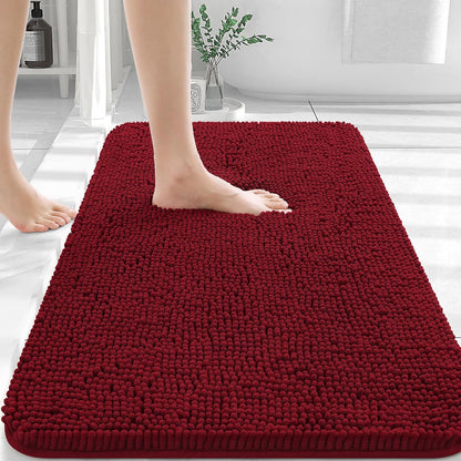 OLANLY Bathroom Rugs 36x24, Extra Soft Absorbent Chenille Bath Rugs, Rubber Backing Quick Dry, Machine Washable Bath Mats for Bathroom Floor, Tub and Shower, Home Decor Accessories, Red