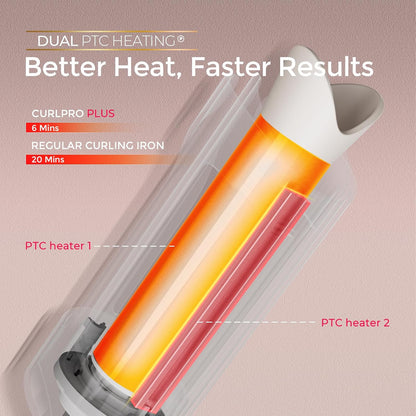 Upgraded Automatic Rotating Curling Iron - TYMO CurlPro Plus Long Barrel Curling Wand for Long Hair, Ceramic Hair Curler for Women, Anti-Scald, Tangle-Free, 600M Ionic, Dual Voltage, Gold, 1 1/4 Inch