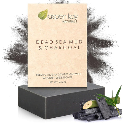 Aspen Kay Naturals Handmade Dead Sea Mud Soap Bar, Activated Charcoal & Pure Essential Oils, 4.5 oz Bar