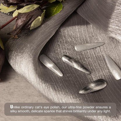 Cat Eye Gel Nail Polish with Magnet Stick, 15ml Magnetic Gel, Create Stunning Cat Eye Effects for DIY Manicures, Long-Lasting, Salon-Quality Finish, Silver Glow